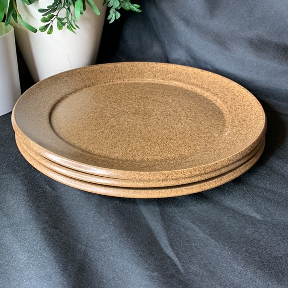 Set of 3 speckled 10” stoneware dishes / dinner plates made in England - Picture 6 of 8